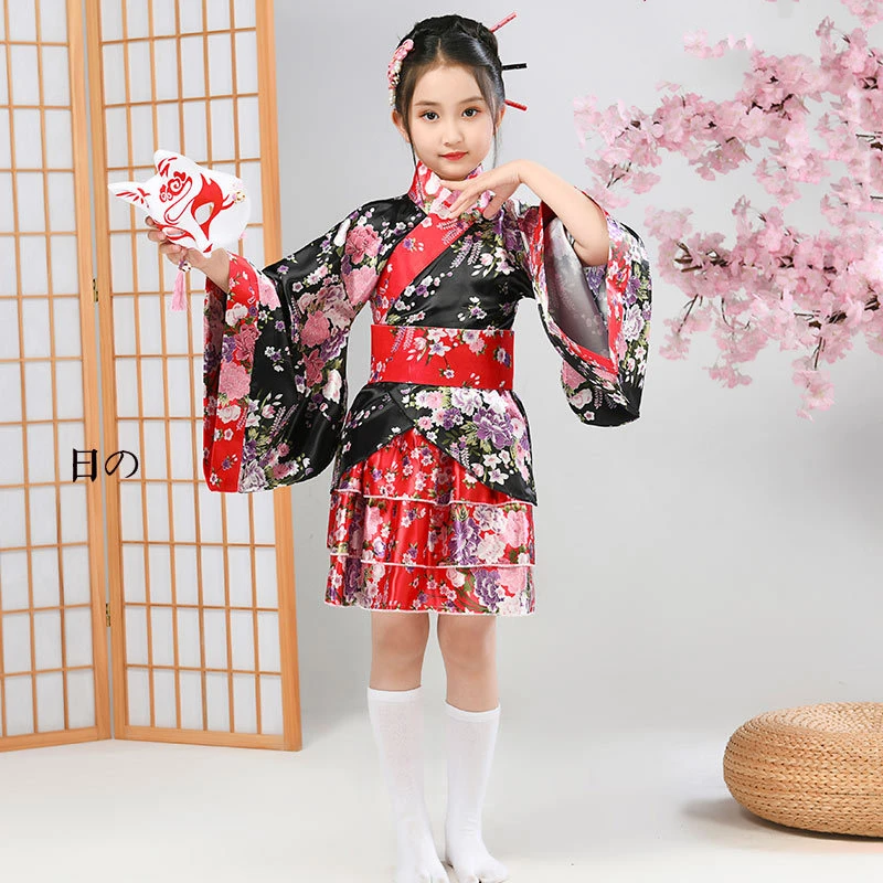 Japanese Women\'s Formal Dress Girls\' Kimono Pure Land Cosplay Anime Dance Costume Lolita Skirt Set