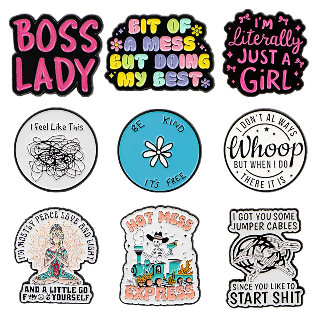 

Train Skeleton Enamel Pin Funny Quotation Brooches on Clothes Badge Bag Clothes Lapel Woman Men Yoga Jewelry Gift for Friends