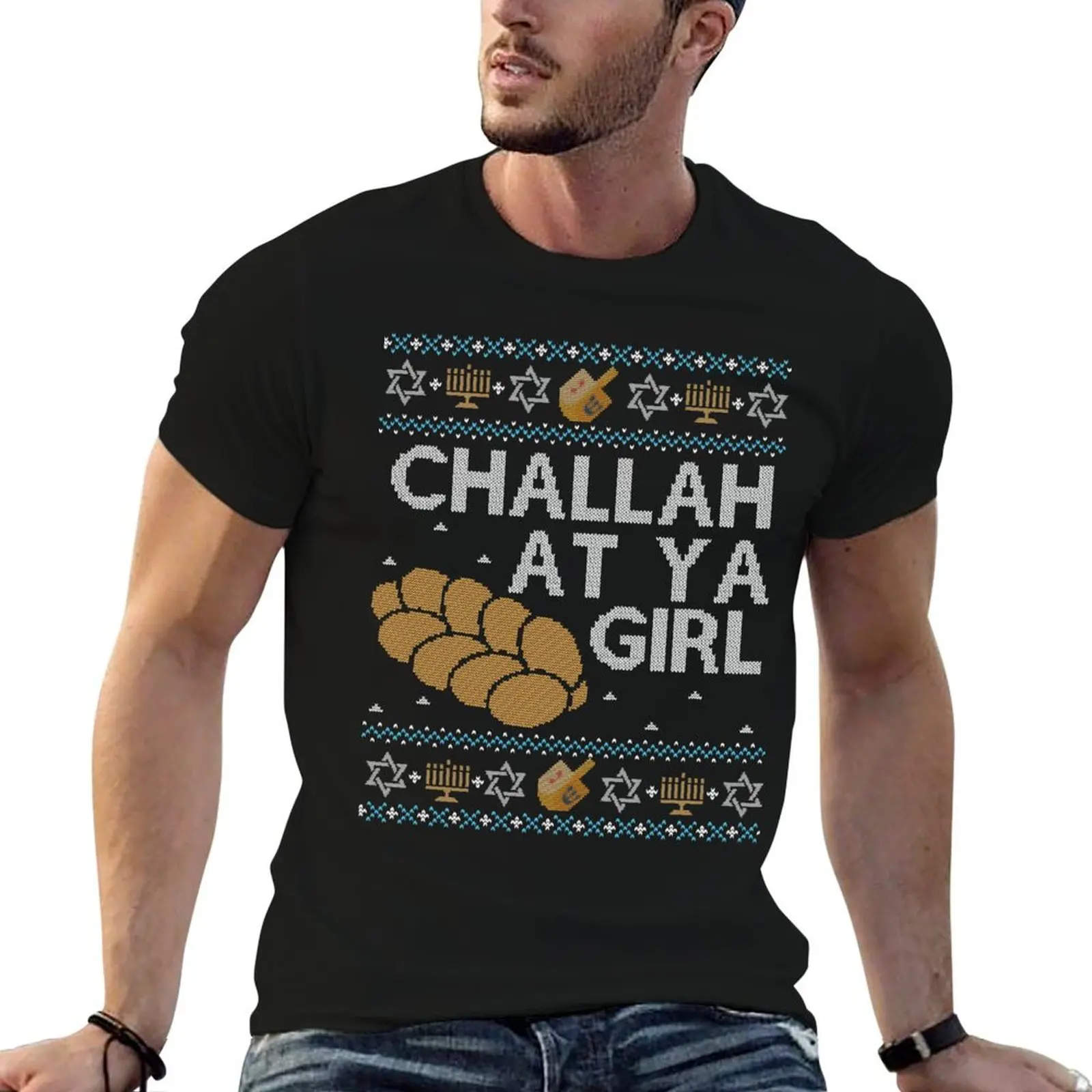 

Funny Ugly Hanukkah Sweater, Challah at Ya Girl T-Shirt t shirts designer t shirts for man cotton funny anime tshirt T-Shirt