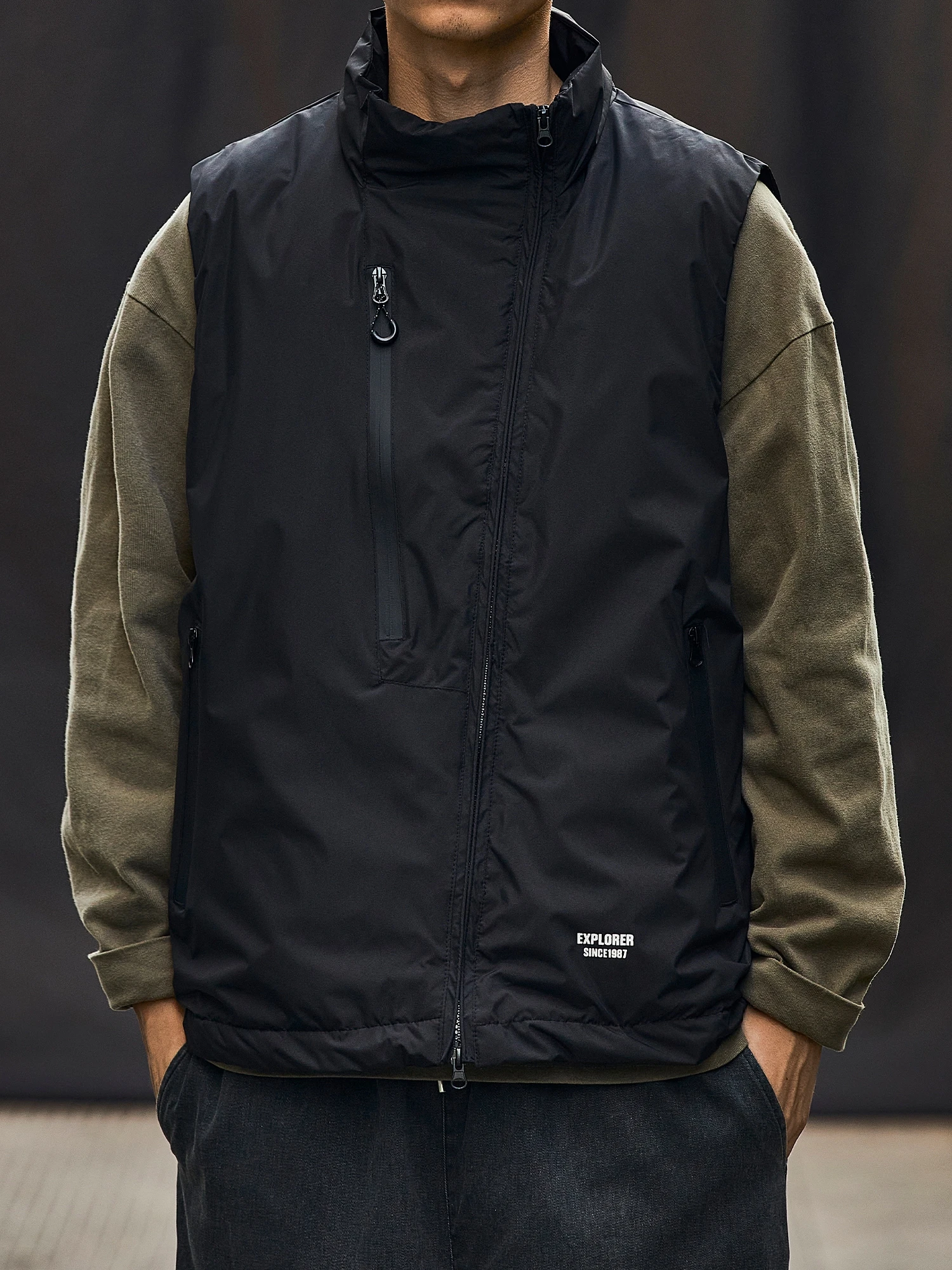 

Свободная мужская рабочая одежда, хлопковый жилет, теплая верхняя одежда с воротником-стойкой, осень-зима, внешний слой Faion