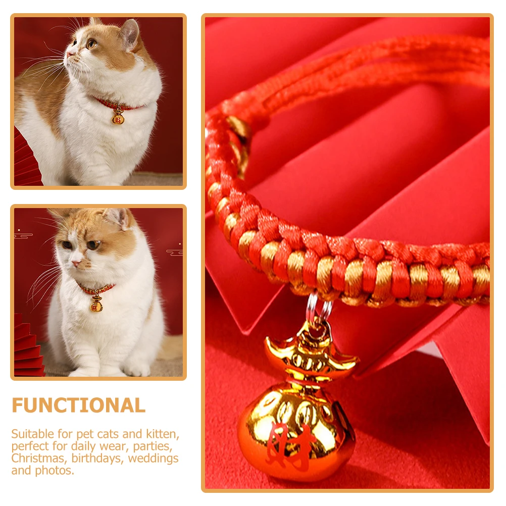 

2 Pcs Kitten Dog Puppy Collar Woven Design Wear Resistant Adjustable 8 Weeks Old Pet Cat Birthday Wedding Photoshoot Exquisite
