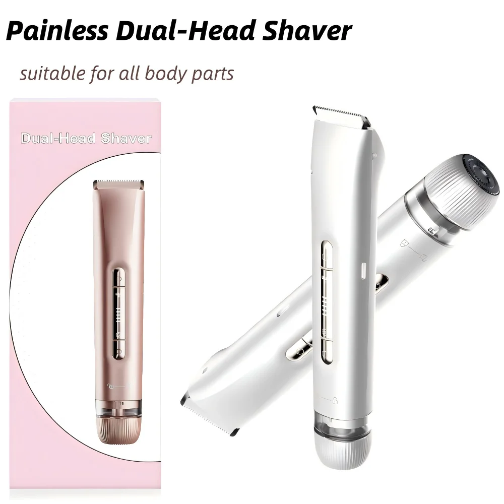

2 in 1 Electric Women Shaver Dual Head Bikini Trimmer Waterproof Wet Dry Use Facial Hair Remover for Underarm Leg Arm Body Face