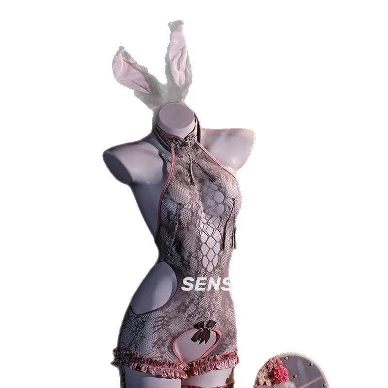 

Women's Sexy Lace Roleplay Rabbit Bikini Set Exotic Cosplay Bunny Girl Bodysuit Night Club Party Lingerie Dress