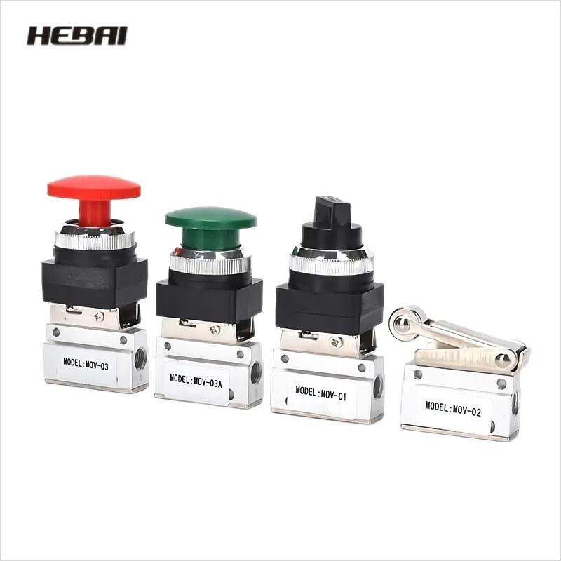 

HEBAI 1/8" MOV Series 2 Position 2 Way Mechanical Valve MOV-01 MOV-02 MOV-03 MOV-03A Pneumatic Control Valve Hand Air Valve