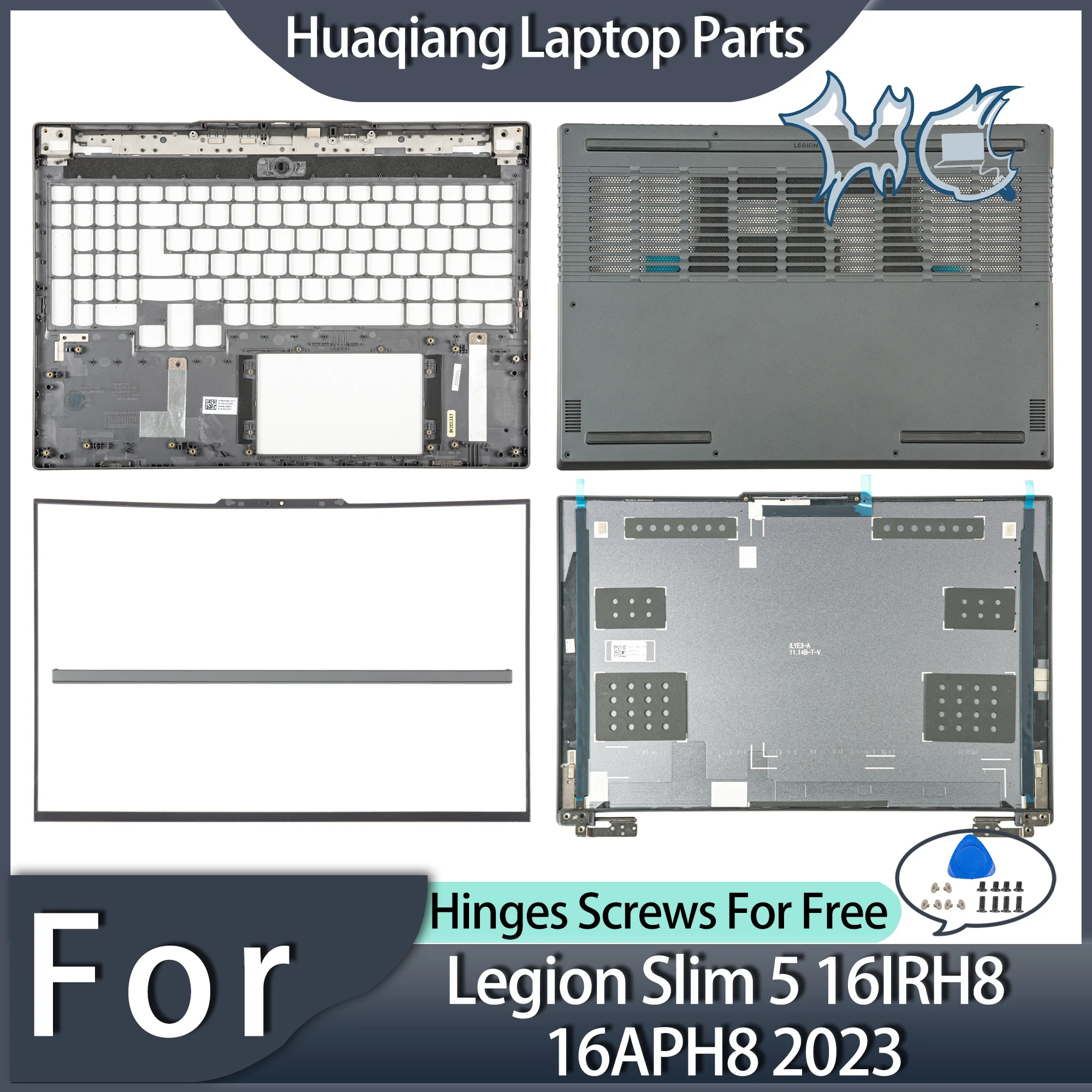 Metal Parts For Lenovo Legion Slim 5 16IRH8 16APH8 2023 Gray Back Cover/bezel/palmrest/bottom Laptop cases Repair R7000P 2023