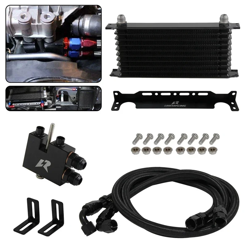 

Black Oil Cooler AN10 w/Bracket Hose Kit 15 Row 2006-2011 For BMW 3 Series N54 Engine 135i E82 335i E90 E92 E93