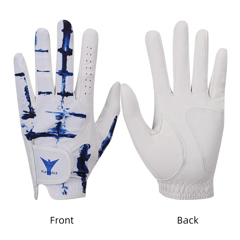 

PLAYEAGEL Men's Golf Gloves Blue/White Breathable Fabric Cabretta Leather Golf Glove for Men Left Hand