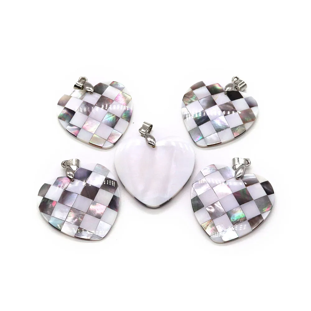 1 قطعة شكل قلب قذيفة الطبيعية تقسم قلادة واحدة من جانب المياه العذبة قذيفة سحر ل عقد دي اي واي صنع المجوهرات الملحقات #4