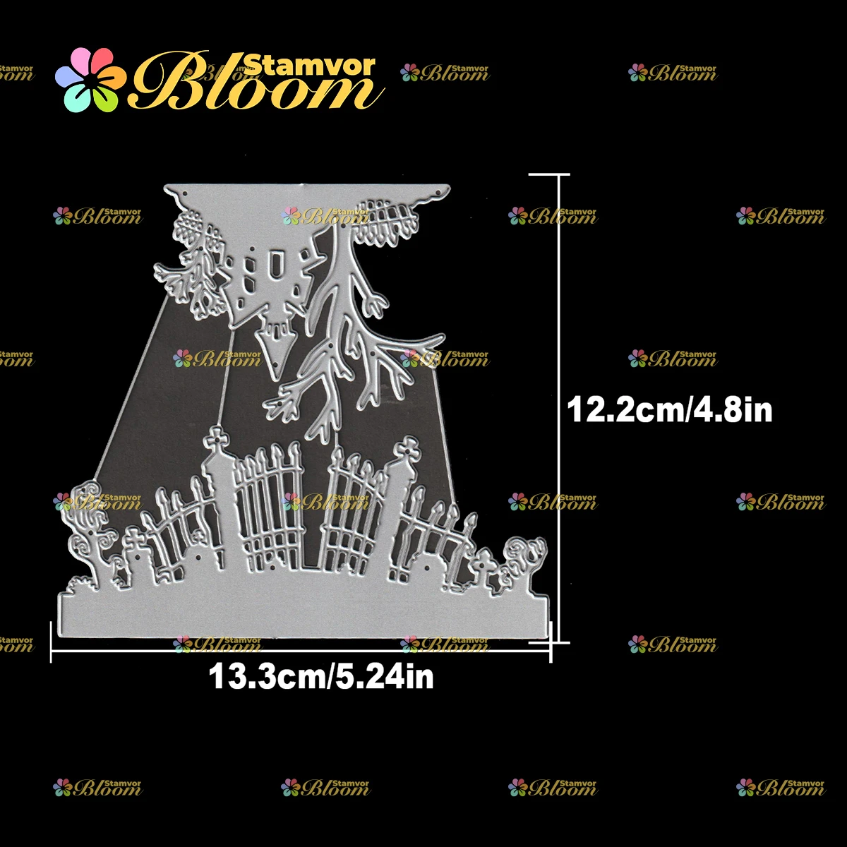 Original Retro Halloween House and Door Silhouettes Borders Metal Cutting Dies Scrapbooking Decorative Embossing