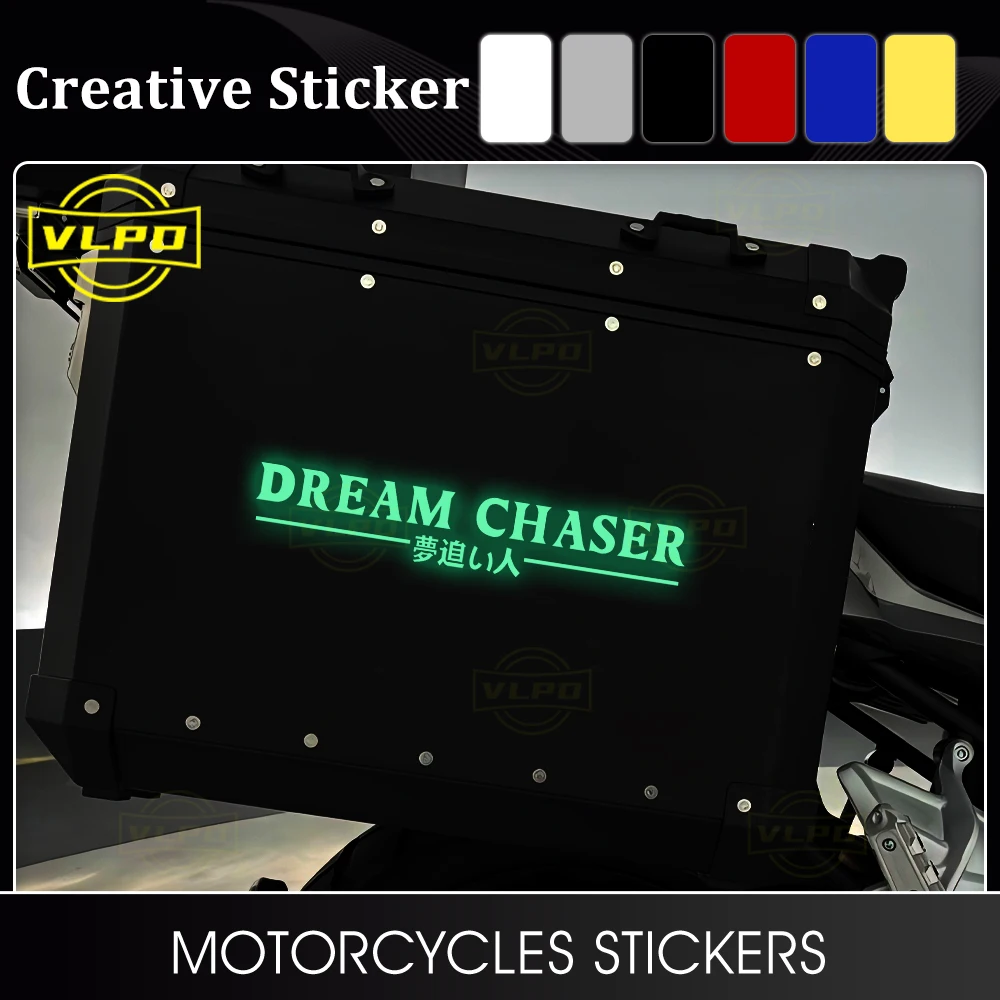 

Japanese JDM DREAM CHASER Motorcycle Glow Stickers Waterproof Moto Side Boxes Decal for Yamaha Honda Kawasaki Suzuki Accessories