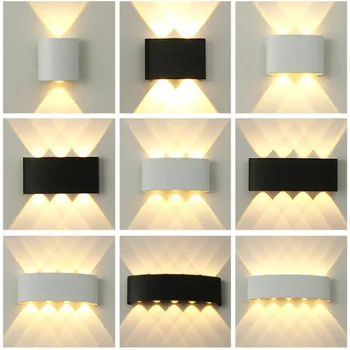 Para cima e para baixo conduziu a lâmpada de parede à prova dip66 água ip66 interior luz parede para o quarto sala estar corredor iluminação ao ar livre interior