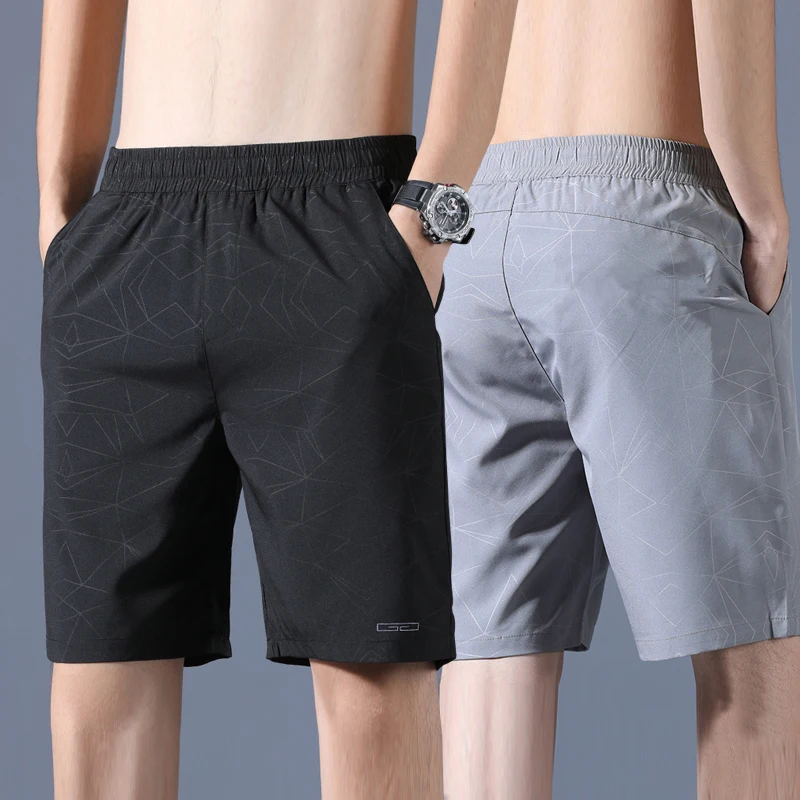 

Summer Thin Ice Silk Shorts Men's Trendy Sports Loose Beach Pants Casual Mid-Length Straight Leg Five-Quarter Length