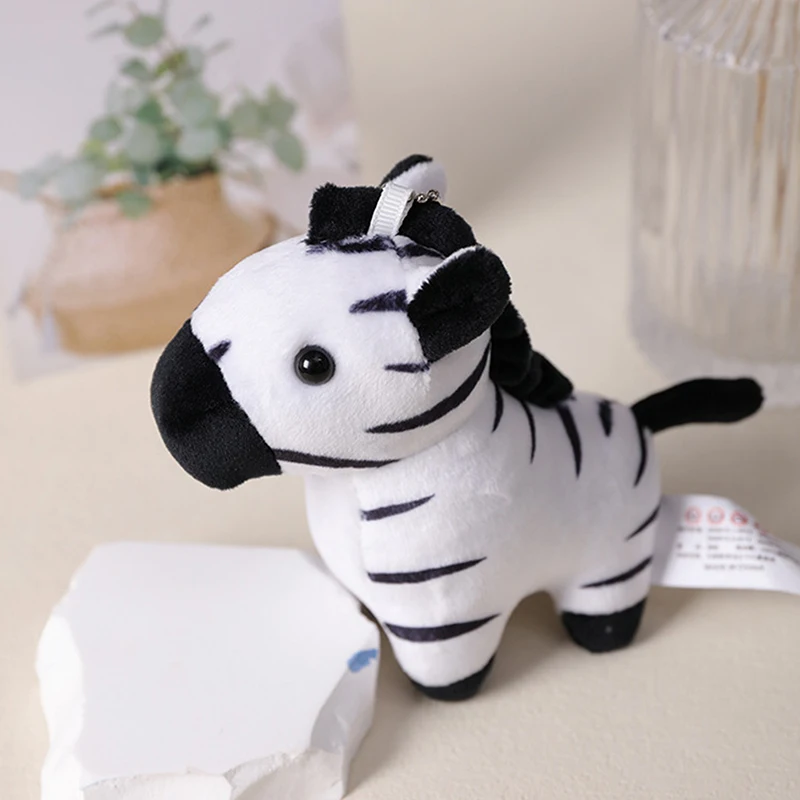 Lovely Cartoon Animal Brown Horse Alpaca Donkey Giraffe Zebra Soft Stuffed Small Doll Key Ring Pendant Birthday Christmas