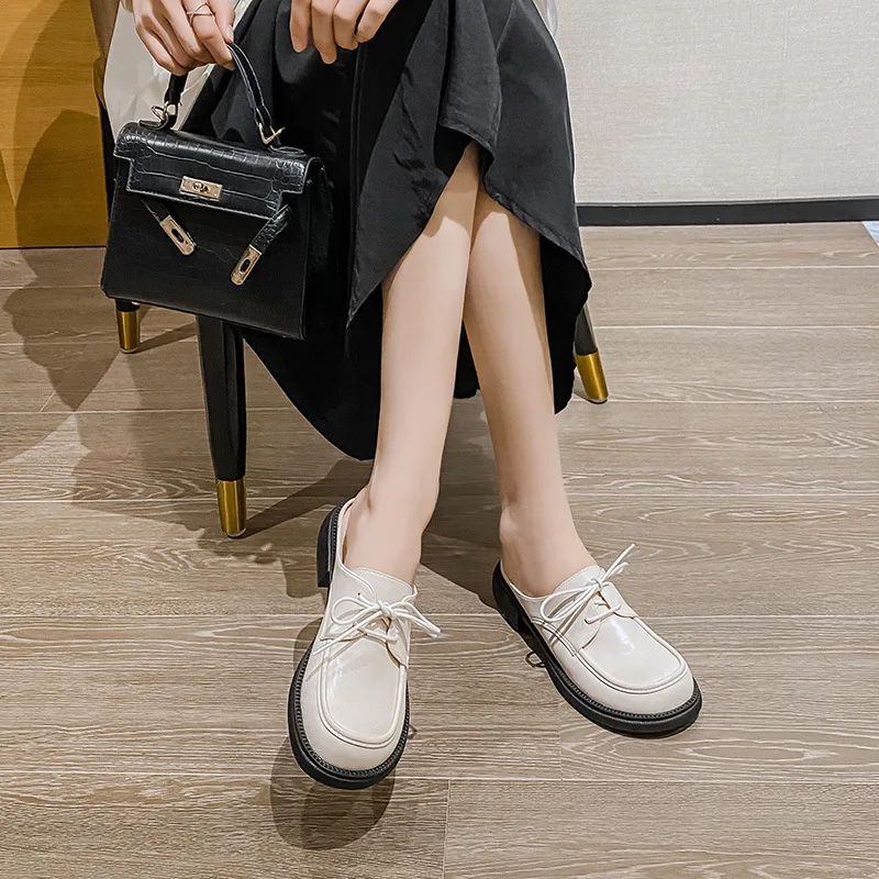 Women's Slippers Round toe Lace-Up shoes 2023 New Fashion Baotou Half Slippers Ladies Outdoor Casual Slippers Plus Size 43