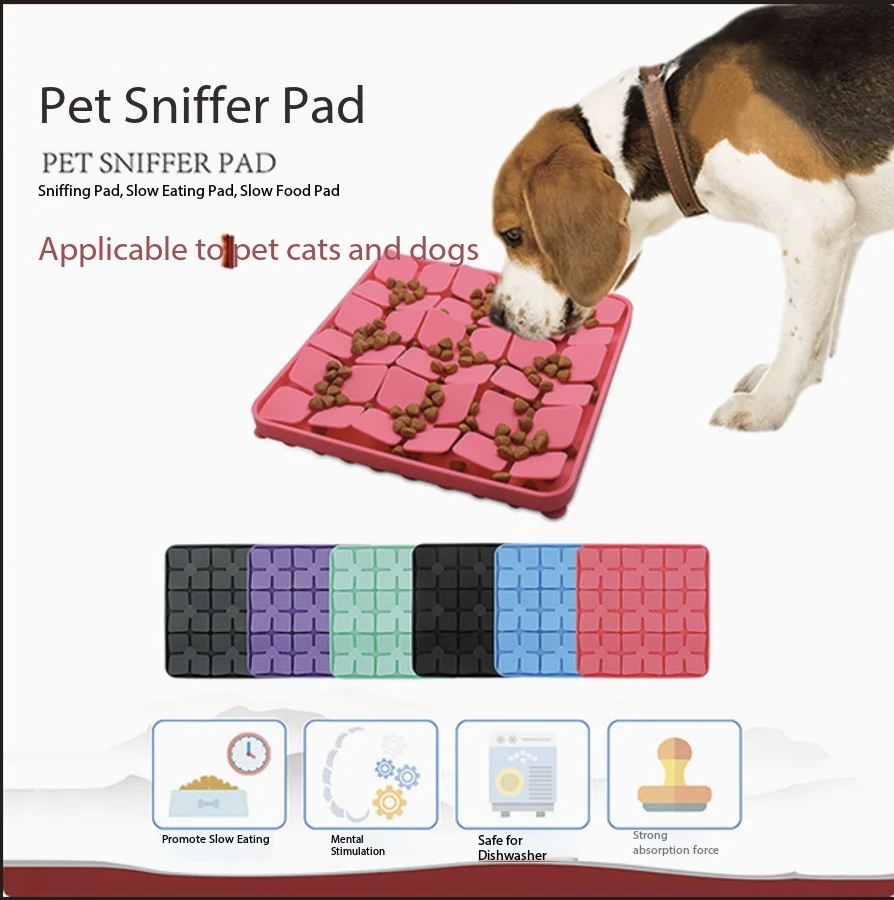 Pet Slow Feeder Silicone Lick Mat with Suction Cups Portable Interactive Sniffing Pad for Cats and Dogs Pet Supplies Wholesale