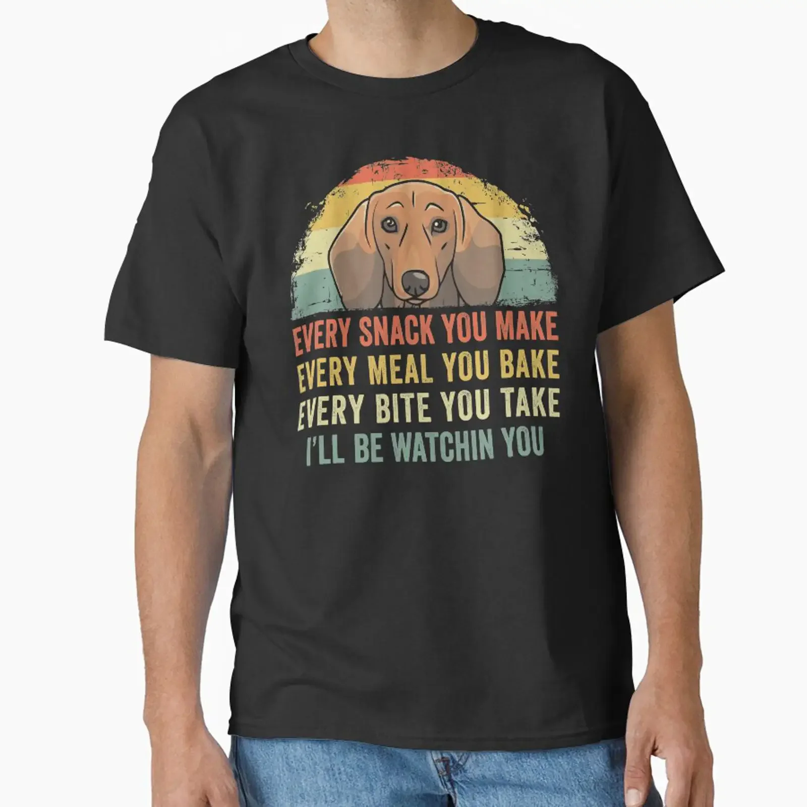Funny Dachshund Every Snack You Make I'll Be Watching Vintage T Shirt for Dog Lovers vintage Washed streetwear Stylish Slightly
