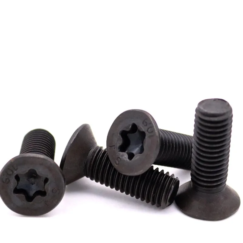 10/50pcs M2 M2.5 M3 M4 Black Grade 8.8 Carbon Steel GB2673 Six-Lobe Torx Head Flat Countersunk Screw Six Lobe Bolt Machine screw