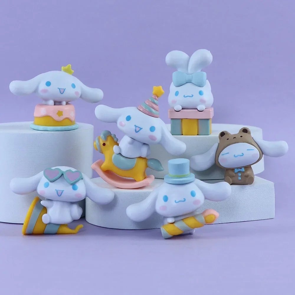 Cinnamoroll Birthday Cake Kawaii Decorations Sanrio Anime Figure Cartoon Doll Figurines Collection 6pcs Toy Christmas Girl Gifts