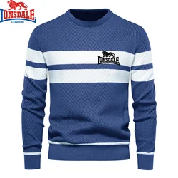 LONSDALE-Pull Brodé à Rayures pour Homme, Vêtement Chaud, à Col Rond, Basique, Décontracté, Slim, Confortable, pour l'Hiver