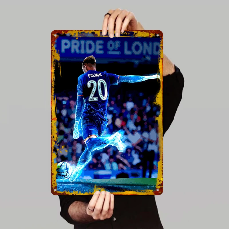 Soccer Star Palmer Shooting Moment Metal Iron Painting Home Decor Fan Gift