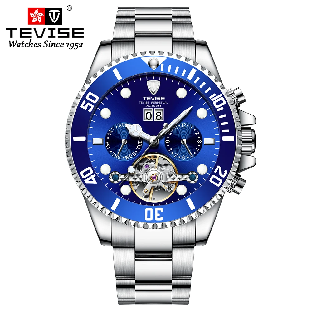 TEVISE Automatic Mechanical For Men Waterproof Luxury Luminous Business&Fashion Stainless Steel Wristwatch