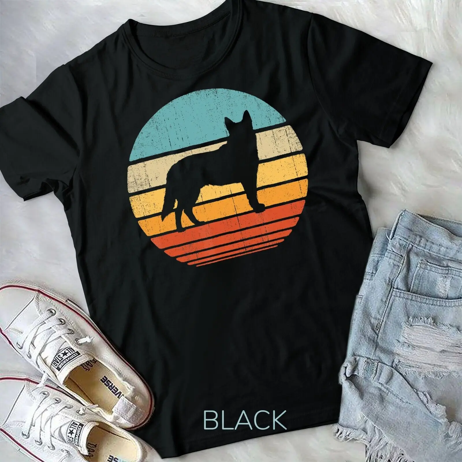 

Blue Heeler Australian Cattle Dog Retro Vintage 70s Sunset Unisex T-shirt