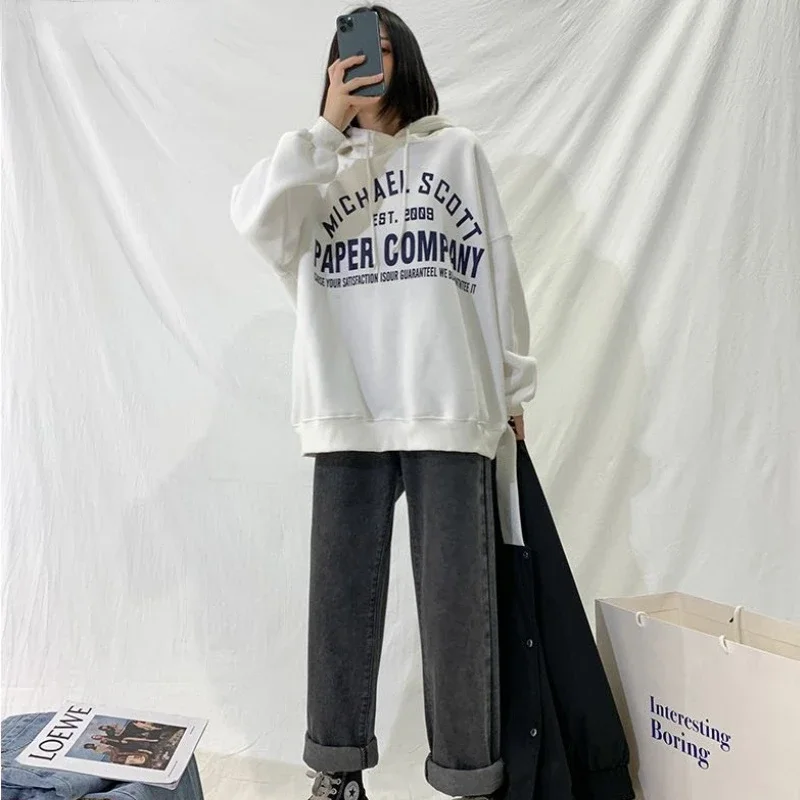 Jeans Women Straight Casual All-match Gray Trendy High Waisted Vintage New Solid Femme Clothing Bottom Denim Pantalones Vaqueros