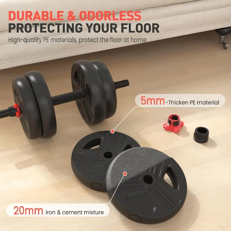 Adjustable Dumbbells, 20/30/40/55/60/70/80/90lbs Free Weight Set with Connector, 2 or 3 in 1 Dumbbells Used as Barbell, Kettlebe image 3