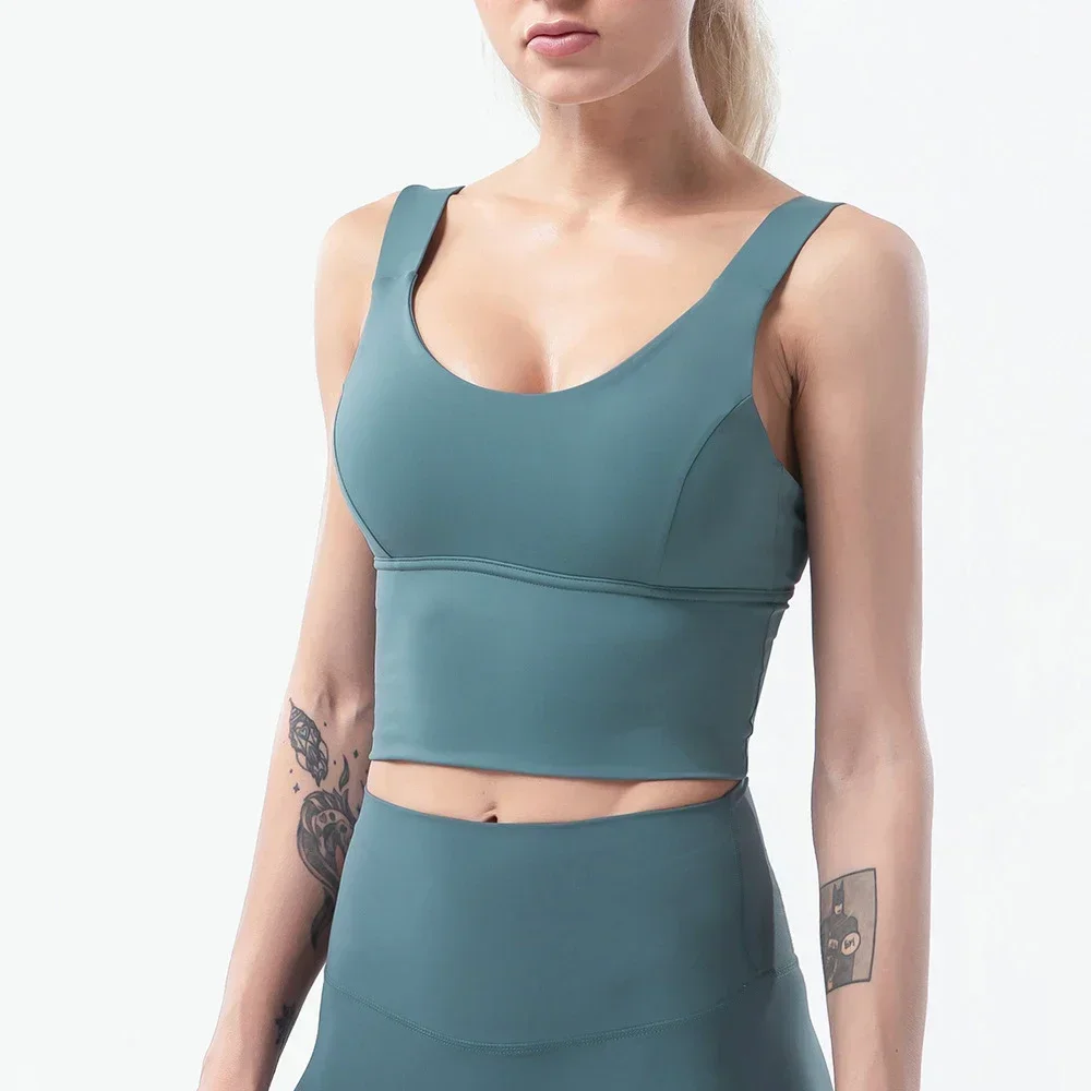 Summer Women Sports Yoga Top Vest High Intensity Elasticity Shockproof Breathable Comfort Fitness Running Cycling Leisure Tops