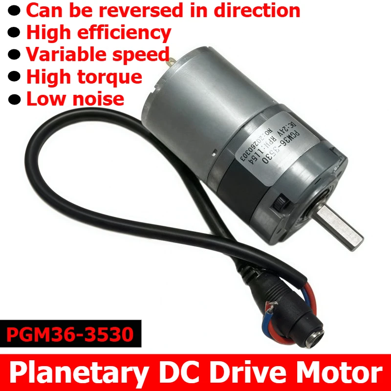 Planetary DC Speed Reduction Motor 36-3530, Low-speed Motor with Adjustable Metal Tooth Belt Power Supply, Power Cord
