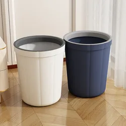 Large Capacity Trash Can Creative Round Plastic Waste Paper Basket Durable No Lid Garbage Bin Home