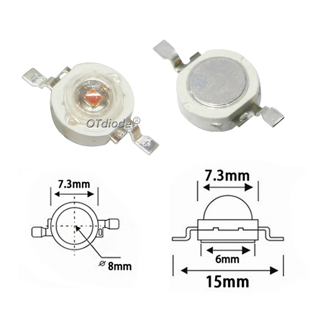 5-10pcs 1W 3W High Power LED Chip Yellow 590-595nm Amber 595-600nm Orange 600-605nm DC2.2-2.6V For Emergency Traffic Light
