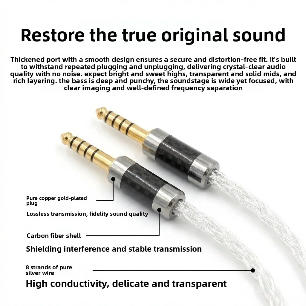 Silver plated 4.4/3.5mm male to male audio cable balanced input/output headphone to amplifier decoder connection cable