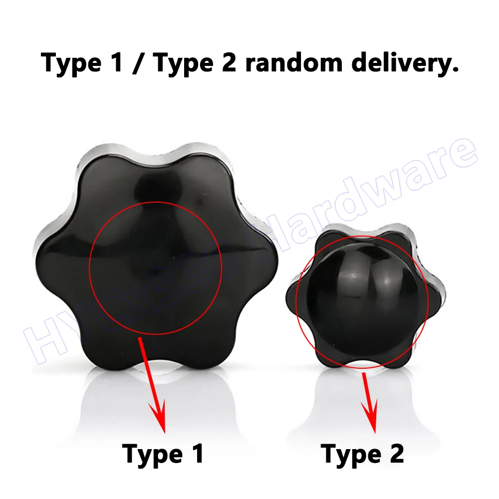 Plum Hand Tighten Nuts 6 Star Blind Hole Clamping Knob Black/White Plastic Thumb Nuts Screw-On Handle M4 M5 M6 M8 M10 M12 1/4