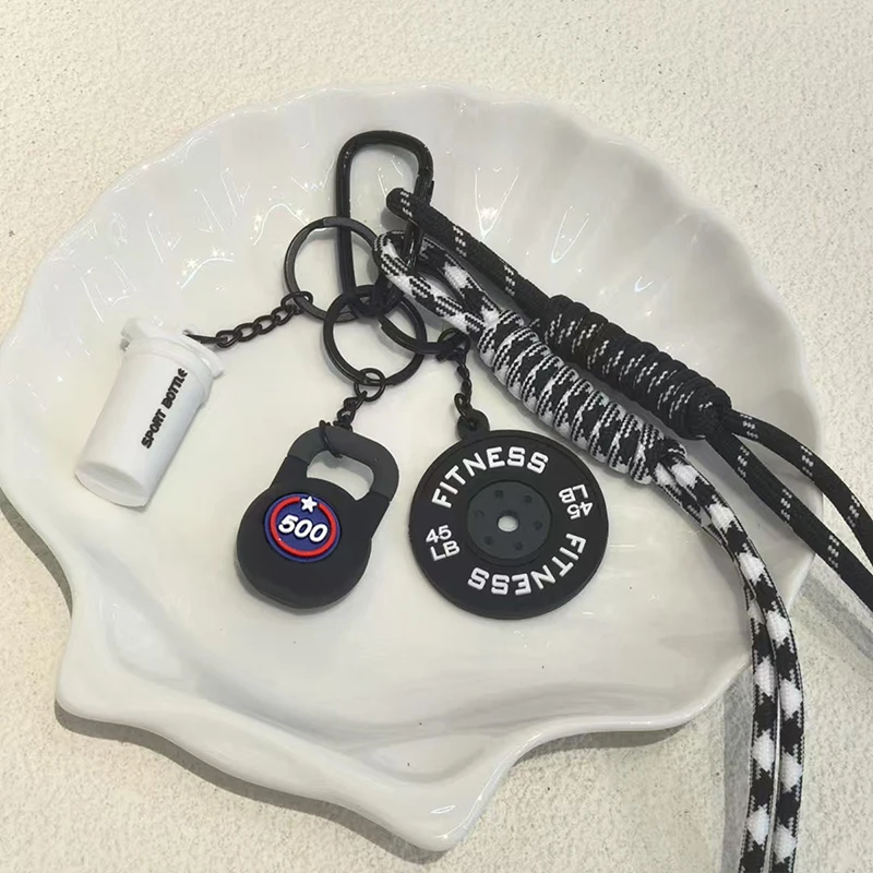 Sports Fitness Bag Pendant Mini Dumbbell Water Cup Keychain Camera Mobile Phone Backpack Accessories For Men Women Y2k Fashion