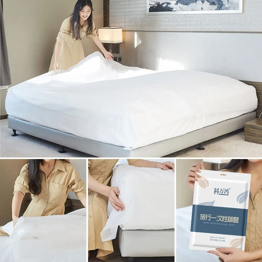3 / 4-Piece Disposable Bed Sheet Non-Woven Dirty Proof Duvet Cover Pillowcase Bedding Set Thickened Sleeping Bag Quilt Cover