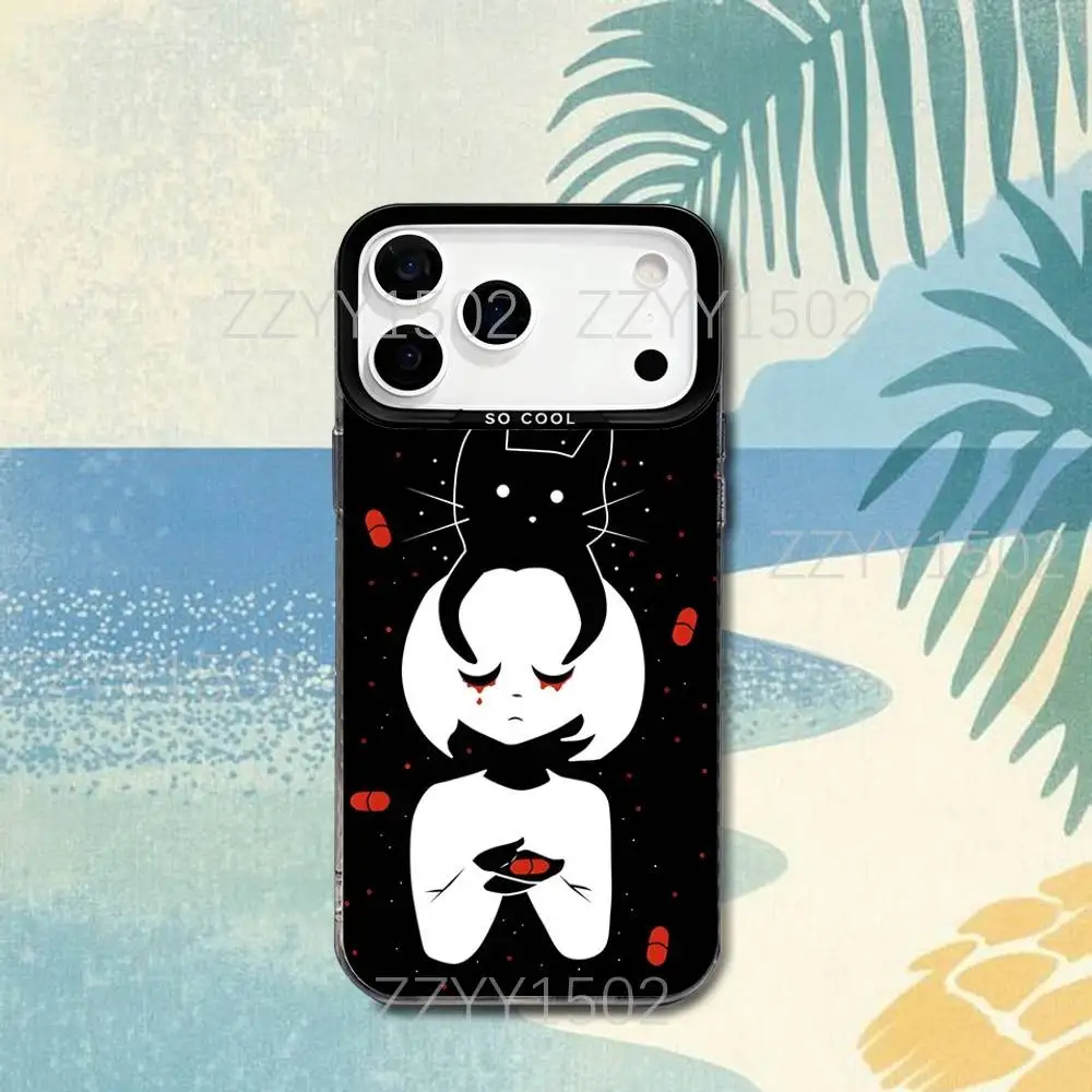 Game F-Fran Bow Horror Phone Case For iPhone 17,16,15,14,13,12,X,8,Pro,Max,Plus,SE4,Air,Mini HD Black IMD Matte