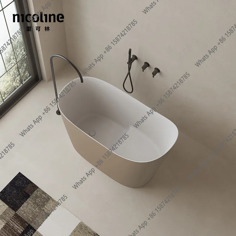 Milk coffee color artificial stone small bathtub household small apartment mini integrated bathtub