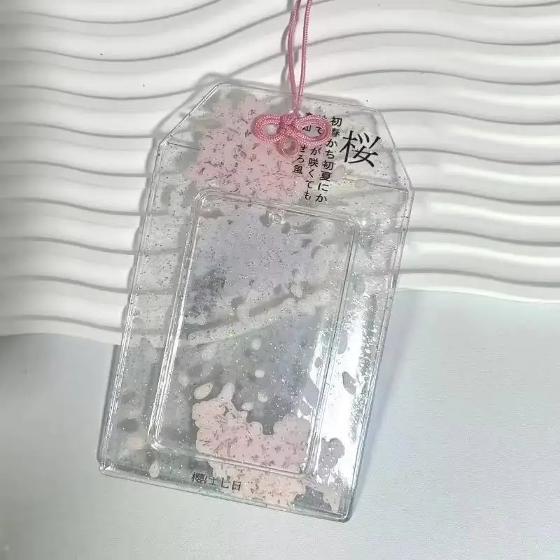 1Pcs Cherry Blossom Acrylic Photocard Holder With Hanging Hole Delicate Pattern For Kpop Card Collection Daily Use