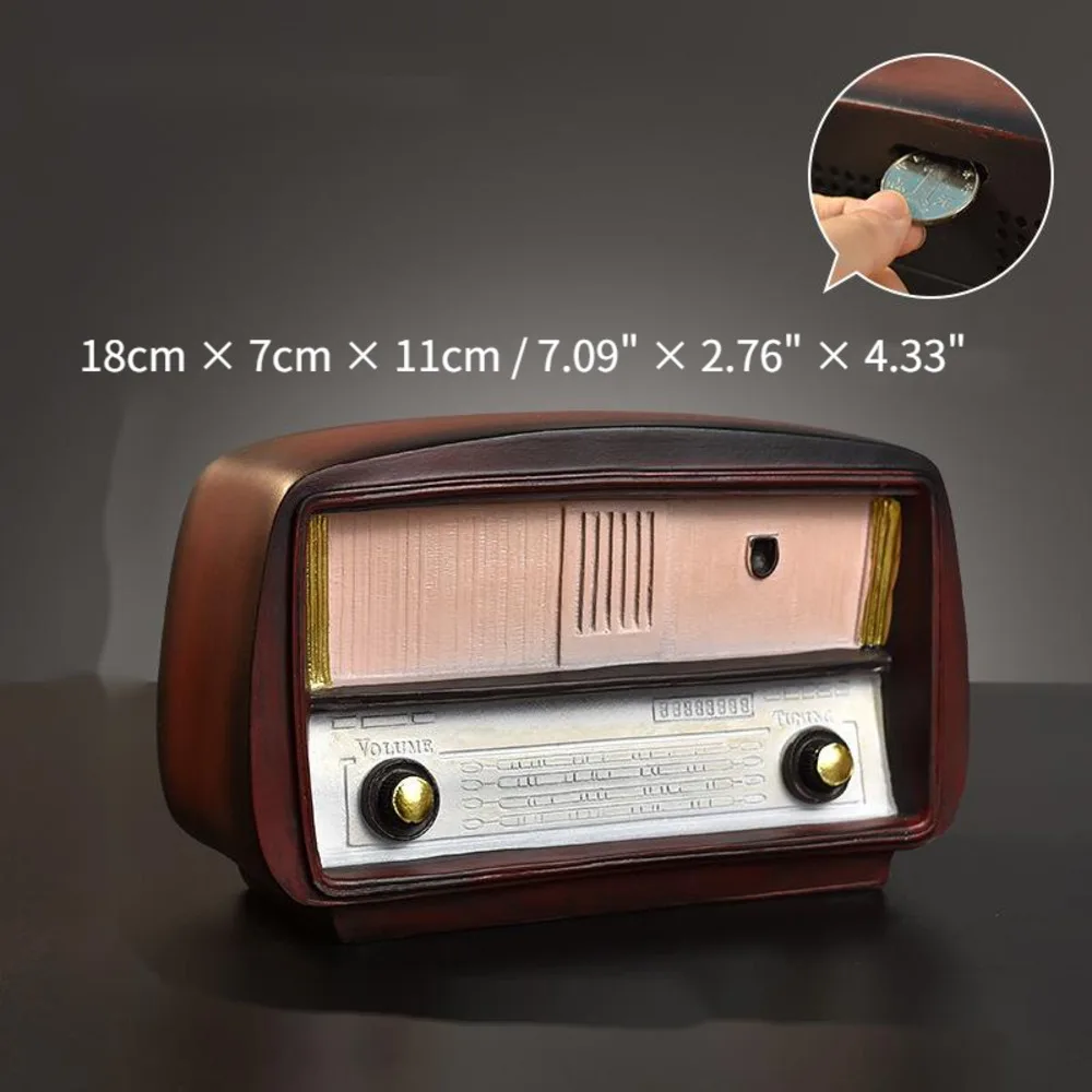 Vintage Radio Nostalgic Old Object Ornament Home Decor Living Room Coffee Shop Decorative Art Small Statue