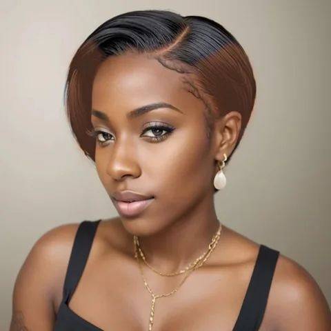 Halloween 13x4 lace short straight human hair wigs pixie cut wig daily part use  wig for women