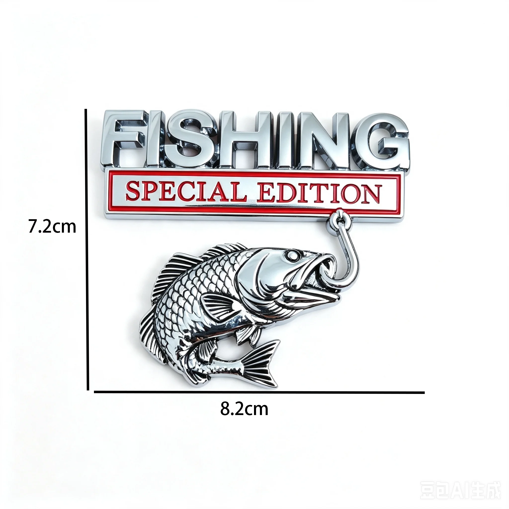 3D Metall Auto-Emblem Aufkleber Angeln Sonderedition Realistischer Barsch Fischhaken Kofferraum Kotflügel Abzeichen Aufkleber Wasserdicht Auto-Außendekoration – Detail 6