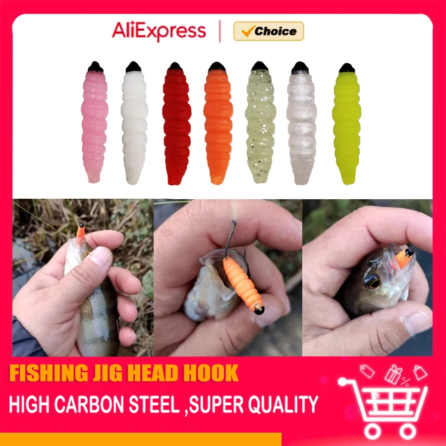 MrLurion 3cm 0.4g 100pcs uma caixa Soft Grub worm isca, isca falsa de sílica para equipamento de pesca isca carpa enfrentar