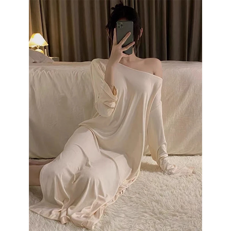 

Spwear больших размеров Long Dr Casual Lazy Sle Домашняя одежда Long Sve Overhead Женская осенняя коллекция Faion