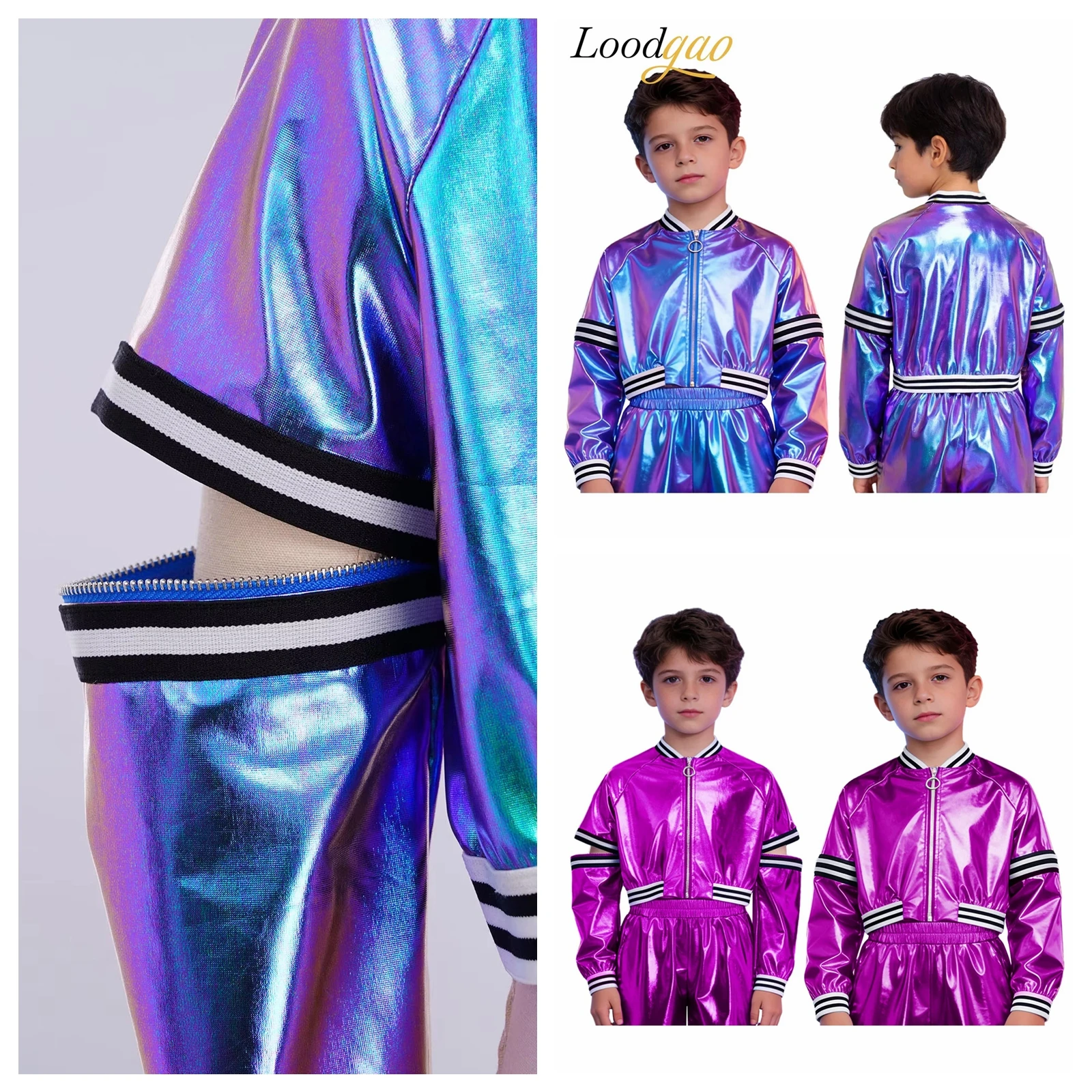 

Boys Girls Street Dancing Hip Hop Dancewear Baseball Jacket Kids Jazz Dance Costume Children Streetwear Stage Performance Coats
