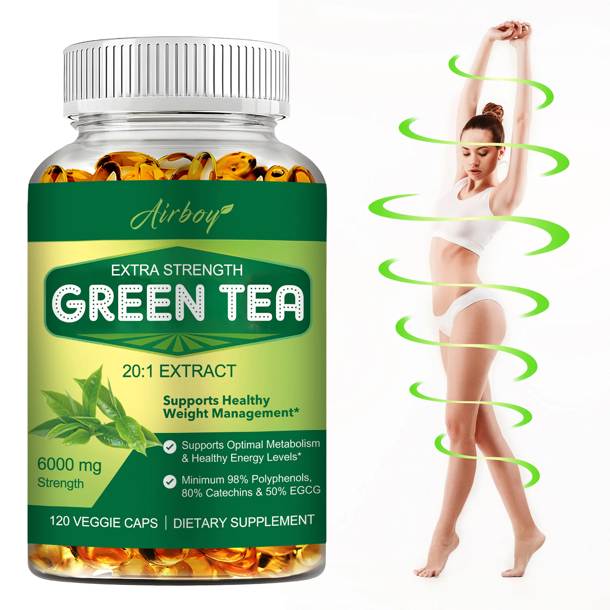 

Капсулы с зеленым чаем — здоровое управление весом, антиокислиние, способствующее обмену веществ, эффективное впитывание, подавление аппетита