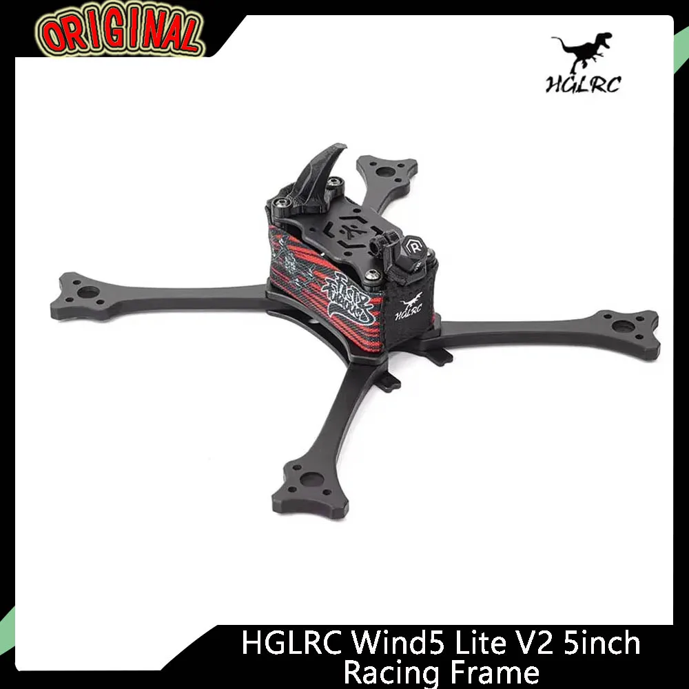 

HGLRC Wind5 Lite V2 5-дюймовая рама FPV — колесная база 195 мм, углеродное волокно Toray T700, идеально подходит для гонок и дронов для фристайла