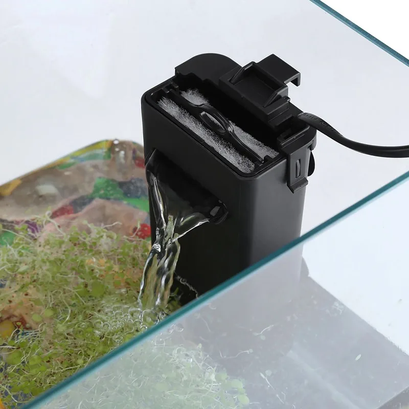 Home card inserting fish turtle tank low water level filter, low-noise waterfall type built-in filter pump and accessories