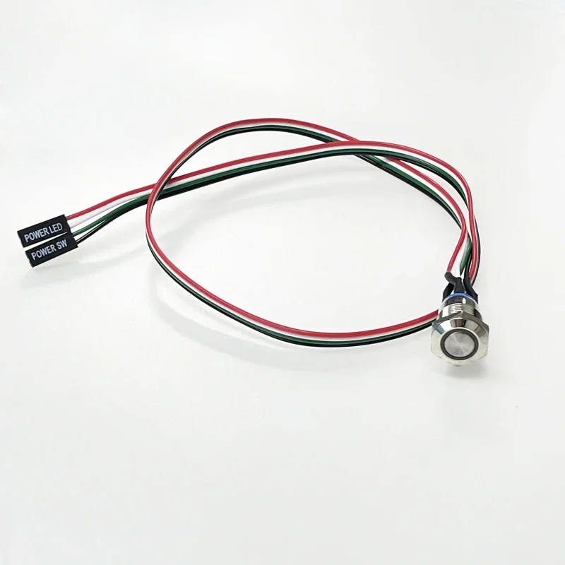 컴퓨터 호스트 메인 보드 확장 스위치 케이블 PC 케이스 LED 전원 금속 버튼 DIY M12 M16 M19 용 방수 ATX 공급 켜기/끄기