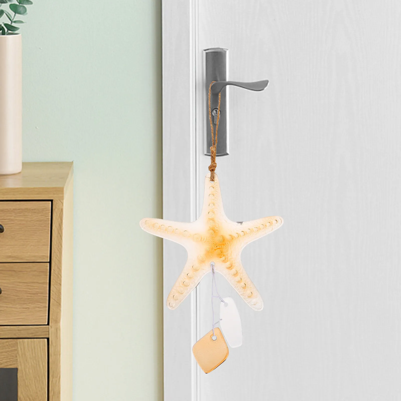 2Pcs Premium Glass Sea Star Wind Chimes Pendant with Creative Ocean Design for Garden Patio Balcony Corridor Living Room Decor